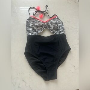 Hula Honey Printed Cut Out One Piece Swim Suit, Size S